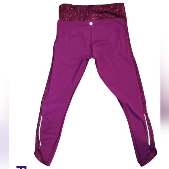 Lululemon Plum Purple Patterned Cropped Leggings Size 8 - Picture 3 of 8